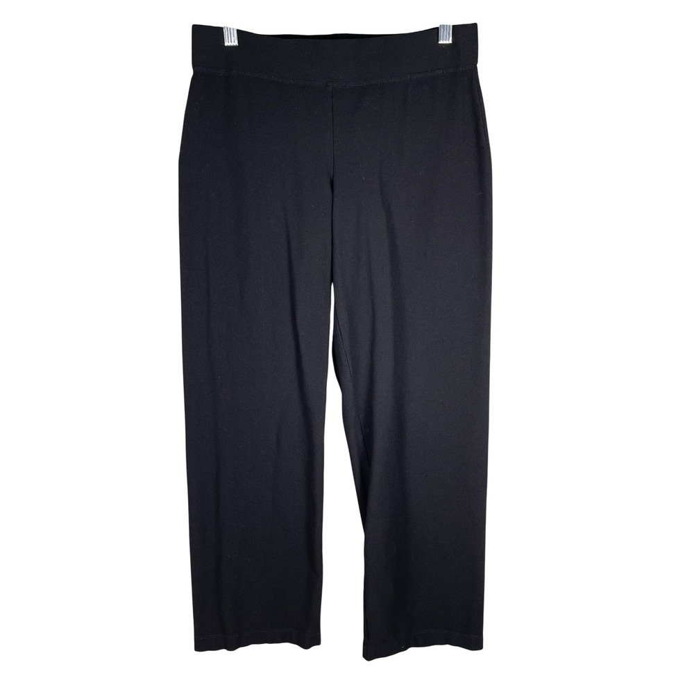Eileen Fisher Cropped Pants Womens Small Black Very Good Straight Leg Pull-On